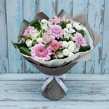 Букет цветов из:  Герберы, Альстромерии и Хризантемы #REPLACE_PRED# Тырети 1-й