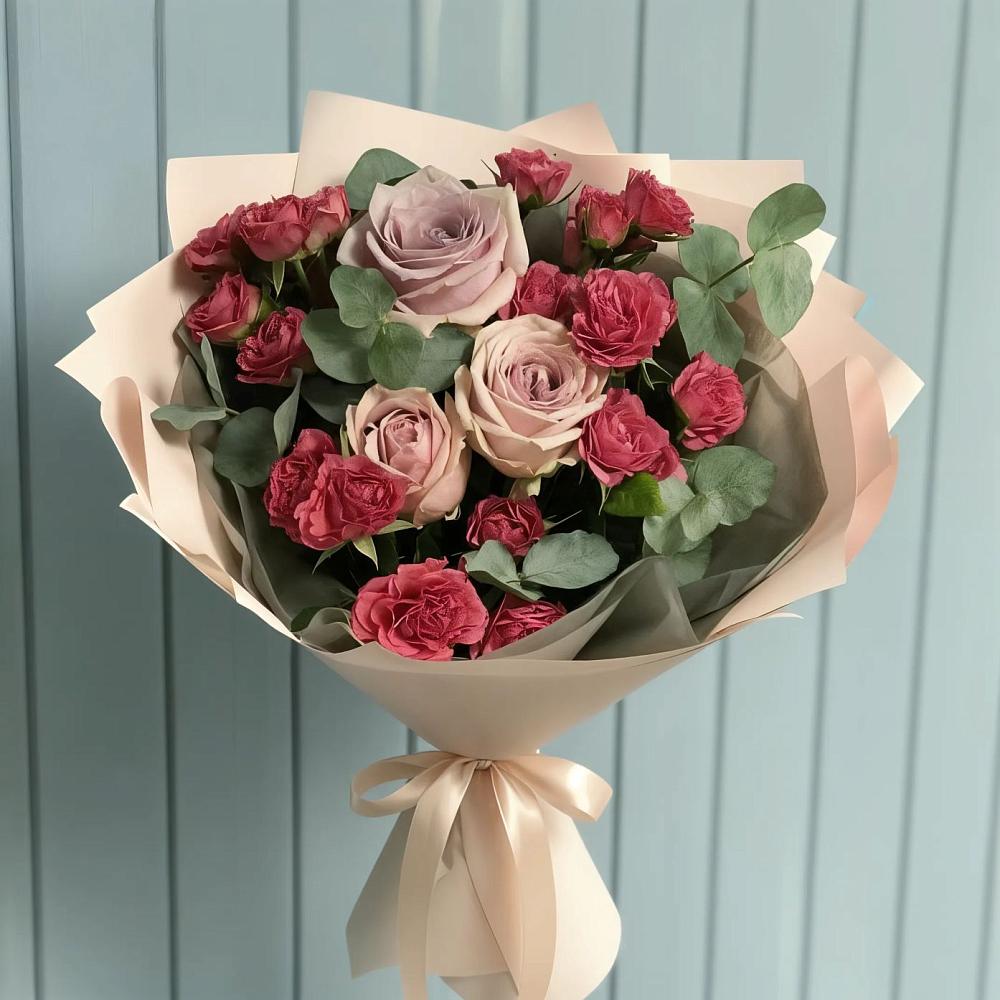 Букет цветов из: Гвоздики и Розы в Тырети 1-й