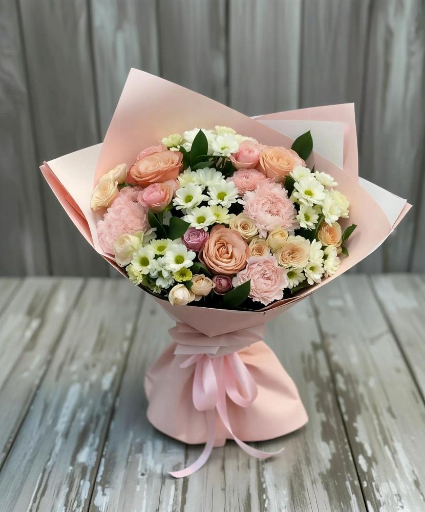 Букет цветов из: Гвоздики, Розы и Хризантемы в Тырети 1-й