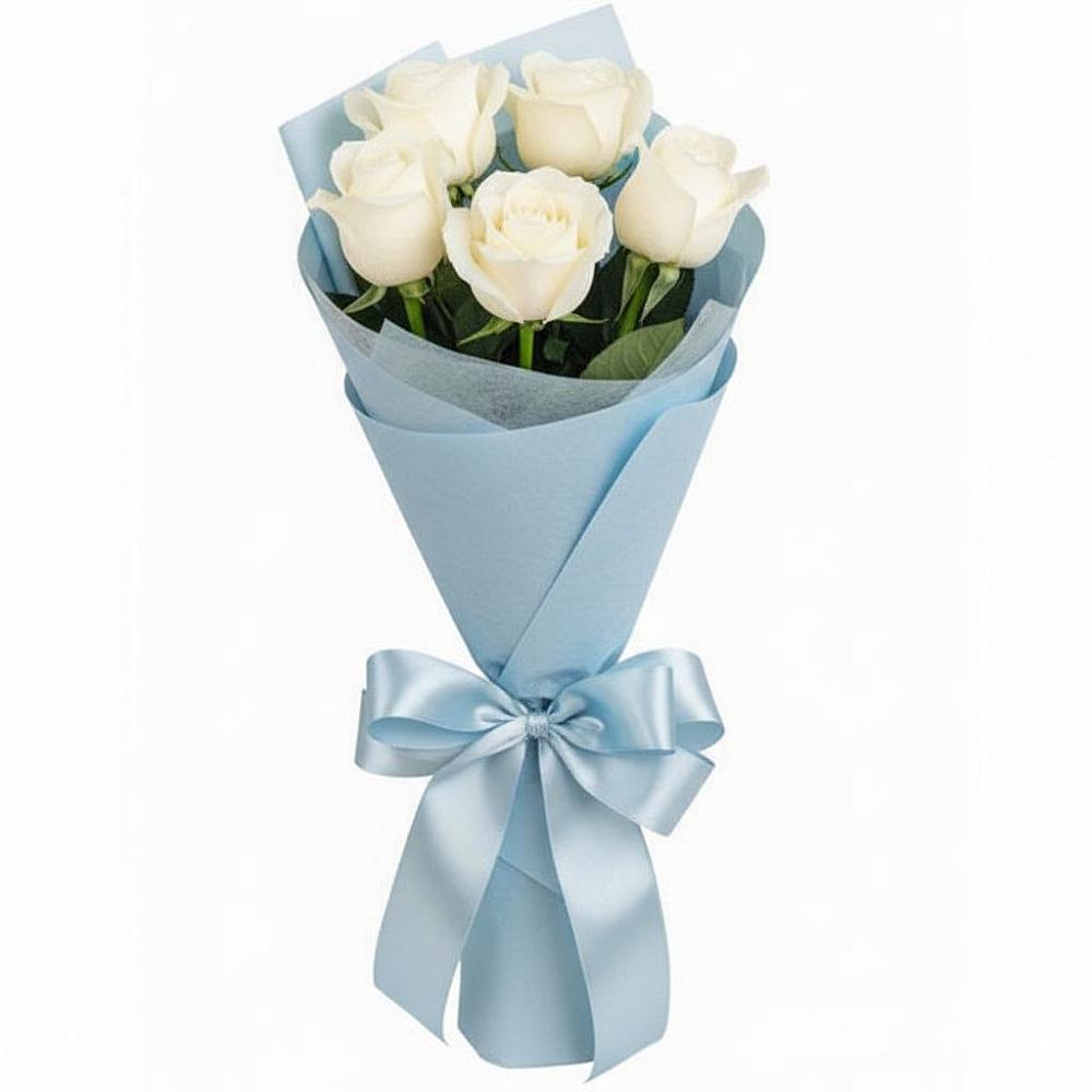 Букет 5 Белых роз Проуд в Тырети 1-й