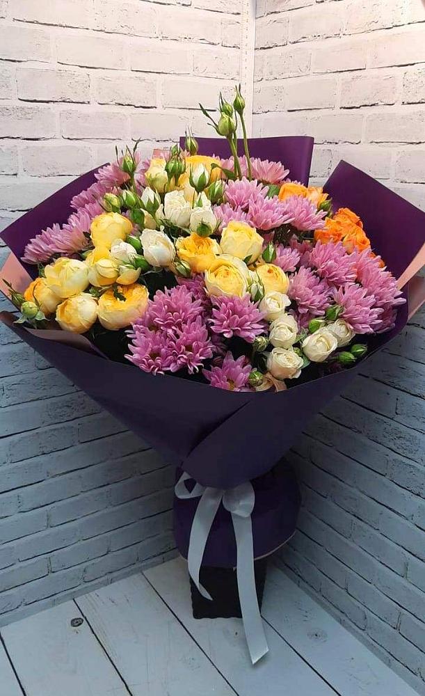 Букет цветов из: Хризантемы и Розы в Тырети 1-й