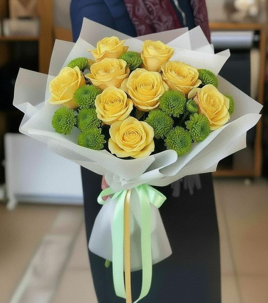 Букет цветов из: Хризантемы и Розы в Тырети 1-й