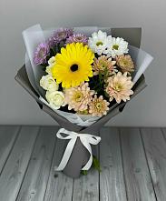 Букет цветов из:  Розы, Герберы и Хризантемы #REPLACE_PRED# Тырети 1-й