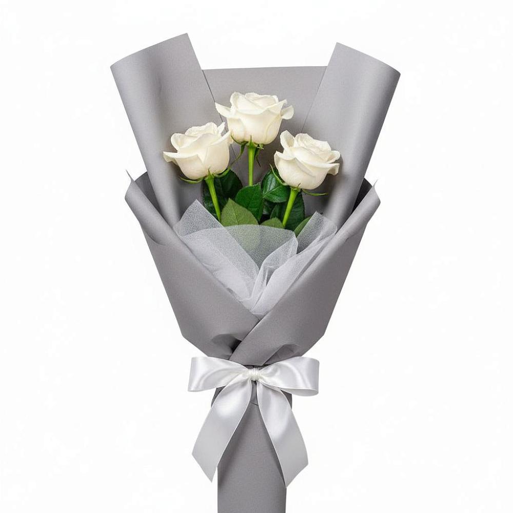 Букет 3 белые розы в Тырети 1-й