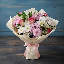Букет цветов из:  Хризантемы, Альстромерии и Розы в Тырети 1-й