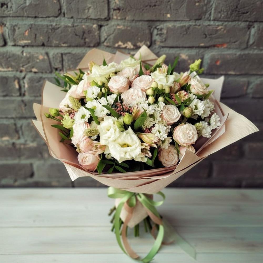 Букет цветов из: Альстромерии, Розы и Хризантемы в Тырети 1-й