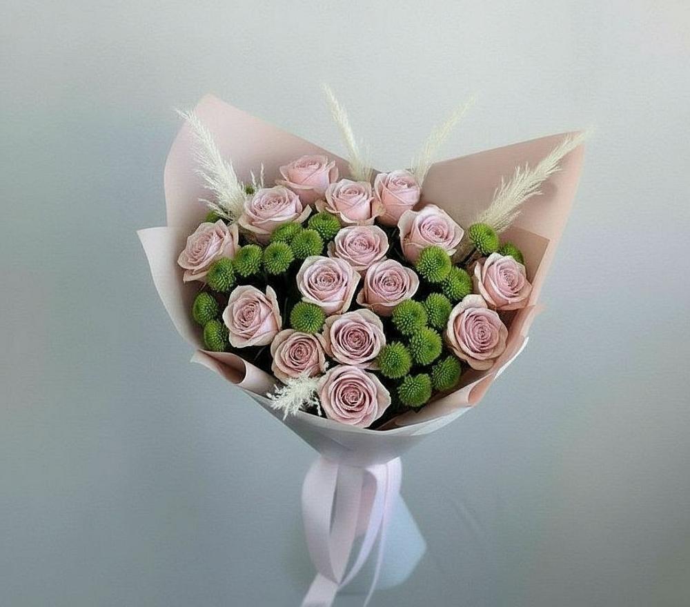 Букет цветов из: Розы и Хризантемы в Тырети 1-й