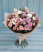 Букет цветов из:  Хризантемы, Розы и Альстромерии в Тырети 1-й
