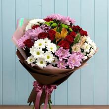 Букет цветов из:  Розы, Хризантемы и Альстромерии в Тырети 1-й