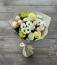 Букет цветов из:  Альстромерии, Розы и Хризантемы в Тырети 1-й