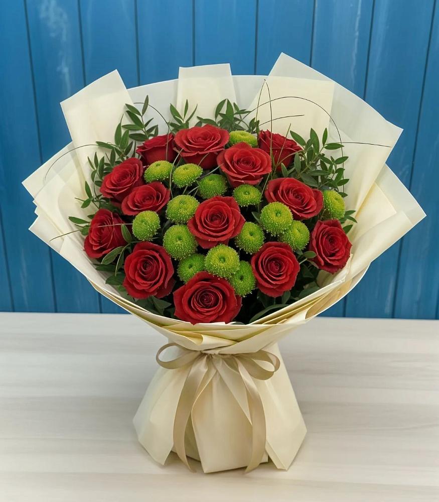 Букет цветов из: Розы и Хризантемы в Тырети 1-й