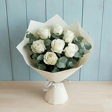Букет Белые розы в Эвкалипте в Тырети 1-й