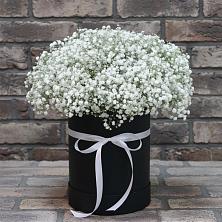 Цветочная композиция из Гипсофила в шляпной коробке в Тырети 1-й